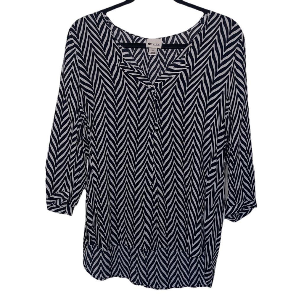Stylus Women's Size Medium Black & White 3/4 Sleeve Top NWT